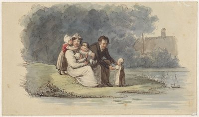 Rodzina siedząca nad wodą autorstwa Christiaan Julius Lodewijk Portman