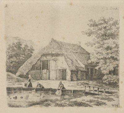 Trzy kobiety robią pranie w Beek autorstwa Christiaan Wilhelmus Moorrees