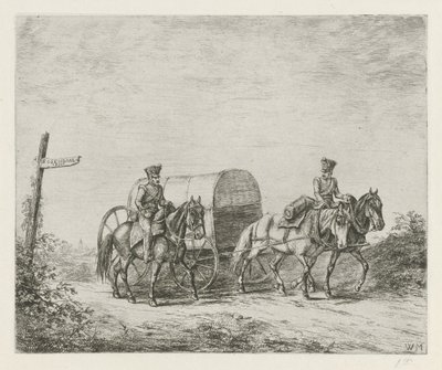 Dwóch żołnierzy na koniach autorstwa Christiaan Wilhelmus Moorrees
