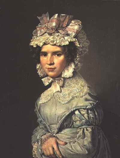 Portret damy w niebieskiej sukni autorstwa Christian Albrecht Jensen