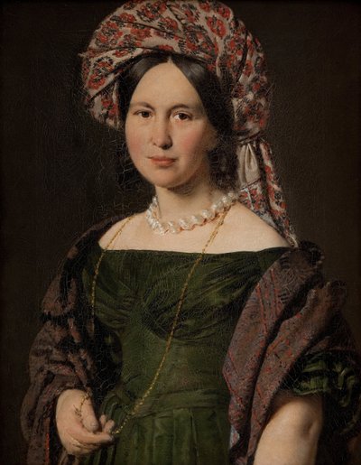 Cathrine Jensen, z domu Lorenzen, żona artysty w turbanie, 1842-1843 autorstwa Christian Albrecht Jensen