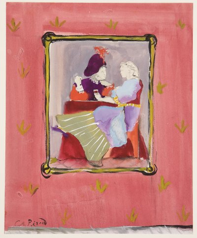 Para w kostiumach, ok. 1935-45 (gwasz na papierze) autorstwa Christian Bérard