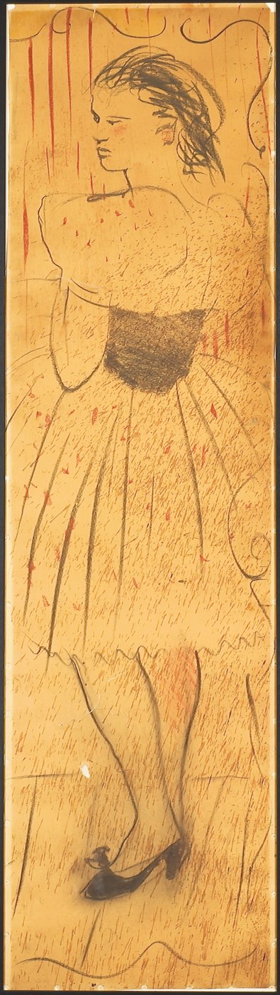 Tryptyk (rysunek przedstawiający scenę zakochanych) (ołówek na papierze) (patrz także 742028-29) autorstwa Christian Bérard