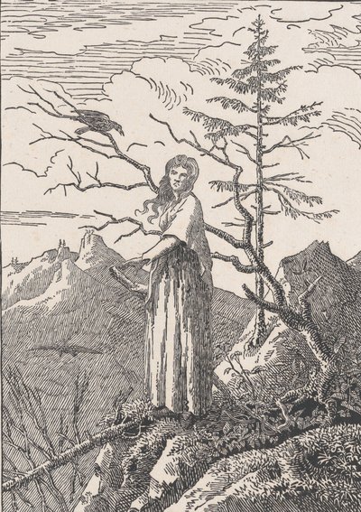 Kobieta z krukiem Kobieta z krukiem na otchłani, prawdopodobnie 1803. autorstwa Christian Friedrich