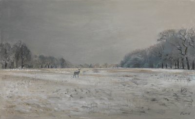 Jeleń w śniegu - Richmond Park, 2015 (olej na płótnie) autorstwa Christian Furr