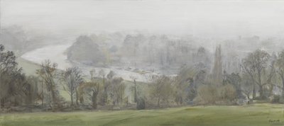 In a Mist (Silver) - Thames from Richmond Hill, Mists, 2015 (olej na płótnie) autorstwa Christian Furr
