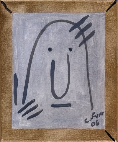 Przypominając mi o moim własnym istnieniu II 2006 (olej i złoty spray na płótnie) autorstwa Christian Furr