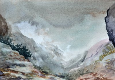 Dolina we mgle, 2015 (akwarela na papierze) autorstwa Christian Furr