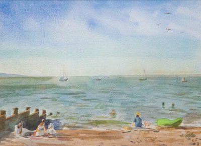 Zielone morze Whitstable, 2016 (akwarela) autorstwa Christian Furr