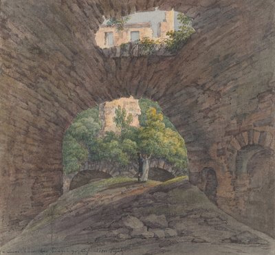 Młoda para oglądająca ruiny w pobliżu Bingen, 1801. autorstwa Christian Georg Schutz
