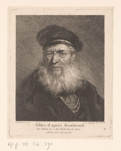Stary człowiek z beretem i brodą Ludzie w stylu Rembrandta (tytuł serii) autorstwa Christian Gottfried Schultze