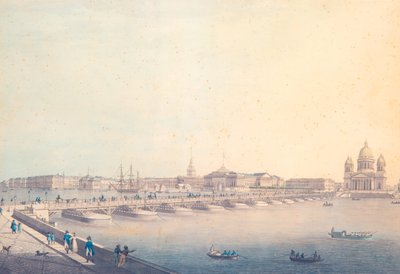 Widok na most św. Izaaka w Petersburgu, przed 1820 r. autorstwa Christian Gottlieb Hammer