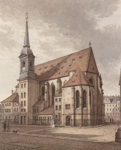 Akwarela przedstawiająca drezdeński kościół Sophienkirche autorstwa Christian Gottlob Hammer