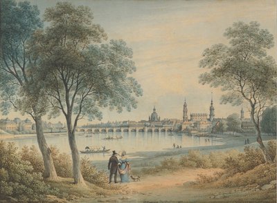 Widok Drezna od zachodu, 1833 r. autorstwa Christian Gottlob Hammer