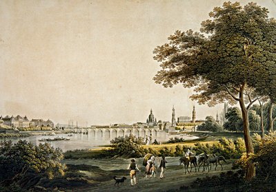 Widok Drezna od strony płd-zach (kolor grawerunek) autorstwa Christian Gottlob Hammer