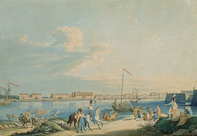 Widok Pałacu Marmurowego i północnej strony Twierdzy Piotra i Pawła w Petersburgu (rycina z wc) autorstwa Christian Gottlob Hammer