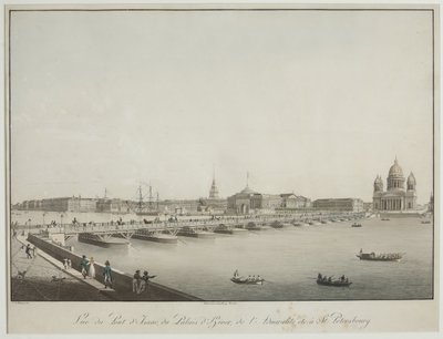 Widok na most św. Izaaka w Petersburgu - Christian Gottlieb Hammer (1779-1864). Akwaforta, akwarela, przed 1820 r. Państwowe Muzeum Historii Sankt Petersburga autorstwa Christian Gottlob Hammer