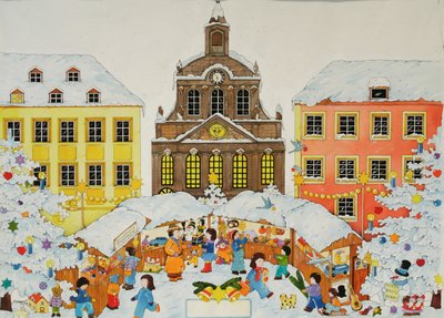 Jarmark Bożonarodzeniowy, 2001 (akwarela na papierze) autorstwa Christian Kaempf