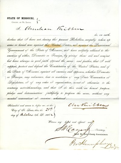 Przysięga lojalności Christiana Kribbena z Missouri, hrabstwo St.Louis autorstwa Christian Kribben
