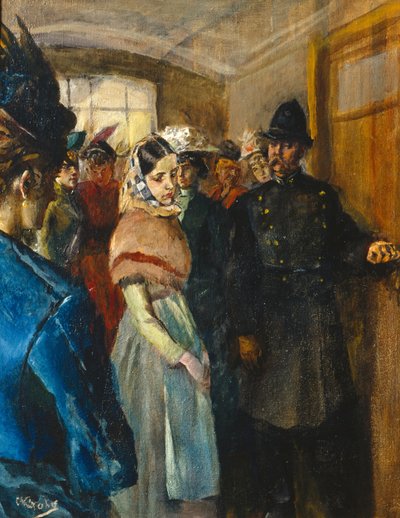 Albertine w dyżurce lekarzy policyjnych autorstwa Christian Krohg