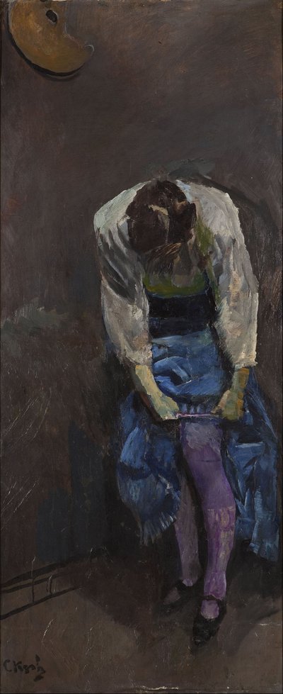 Dziewczyna, która wiąże podwiązkę autorstwa Christian Krohg