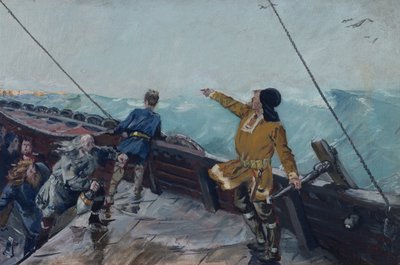 Leiv Eiriksson odkrywa Amerykę autorstwa Christian Krohg