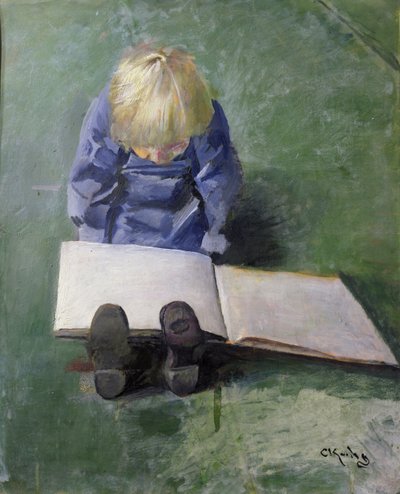 Mały Ebbe czytanie autorstwa Christian Krohg