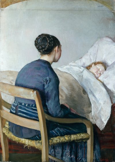 Matka przy łóżku chorego dziecka autorstwa Christian Krohg