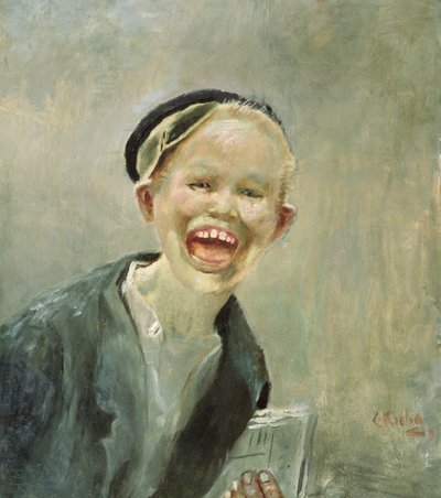 Gazeta chłopiec (olej na płótnie) autorstwa Christian Krohg