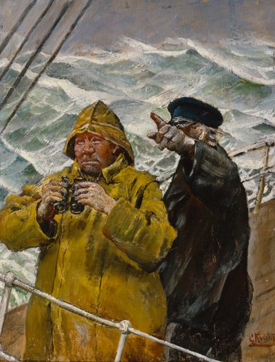 Na zegarku (olej na płótnie) autorstwa Christian Krohg