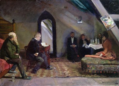 Czytanie w studio autorstwa Christian Krohg