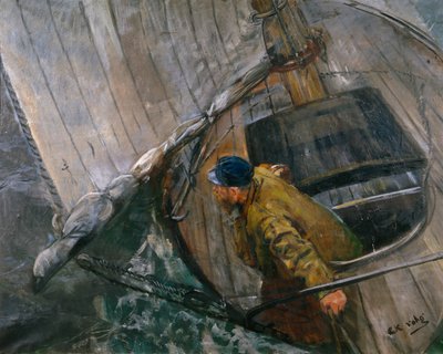 Żeglowanie na żaglach rafowych autorstwa Christian Krohg