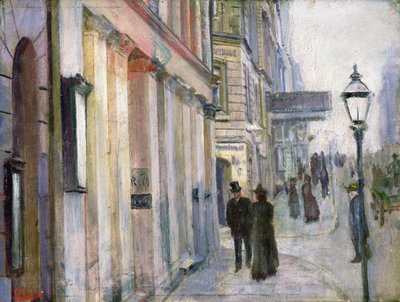 Róg ulicy Karl Johan i Dronningens (Królowe) (olej na płótnie) autorstwa Christian Krohg