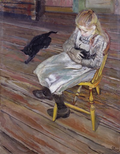 Dziewczyna z kotami autorstwa Christian Krohg