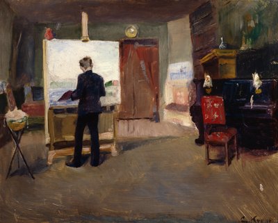 Malarz Nils Hansteen w studiu autorstwa Christian Krohg