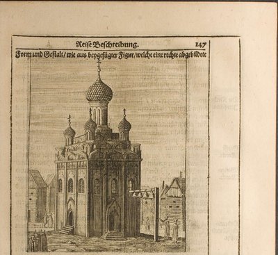 Katedra na Kremlu Ilustracja z Podróży do Wielkiego Księcia Moskwy i Kin autorstwa Christian Lorenzen Rothgiesser