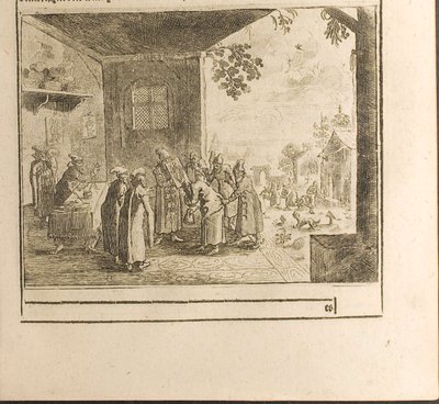 Ilustracja przysięgi dworskiej z podróży do wielkiego księcia moskiewskiego i króla perskiego autorstwa Christian Lorenzen Rothgiesser
