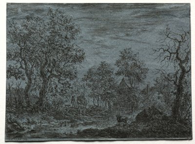 Mała rzeka na pierwszym planie z krową i kozą, 1744. autorstwa Christian Ludwig von Hagedorn