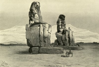 Kolosy Memnona w Tebach, Egipt, 1898. autorstwa Christian Wilhelm Allers