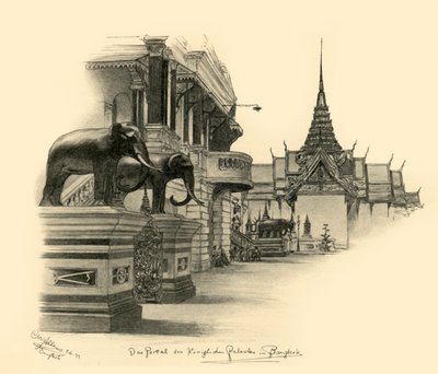 Wejście do pałacu królewskiego w Bangkoku, Siam, 1898. autorstwa Christian Wilhelm Allers