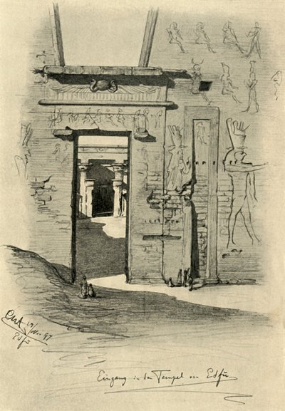 Wejście do świątyni w Edfu, Egipt, 1898. autorstwa Christian Wilhelm Allers