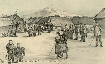 Płaczący Targ, Tsingtao, Chiny, 1898. autorstwa Christian Wilhelm Allers
