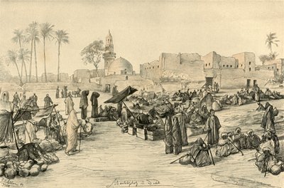 Targowisko, Asjut, Egipt, 1898 r. autorstwa Christian Wilhelm Allers