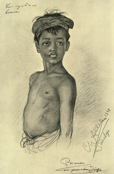 Pesamen - jawajski chłopiec z Surubaya, Jawa, 1898. autorstwa Christian Wilhelm Allers