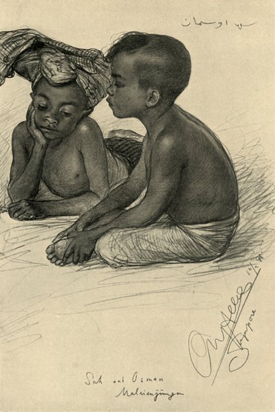 Sah i Osman, chłopcy z Malajów, Singapur, 1898. autorstwa Christian Wilhelm Allers
