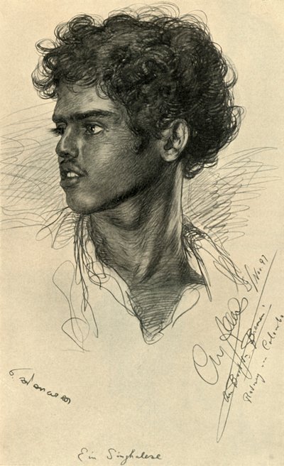 Człowiek syngaleski, Kolombo, Cejlon, 1898. autorstwa Christian Wilhelm Allers