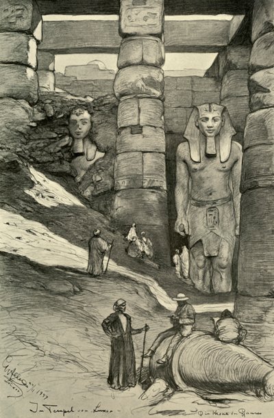 Posągi w Świątyni Luksorskiej, Egipt, 1898. autorstwa Christian Wilhelm Allers