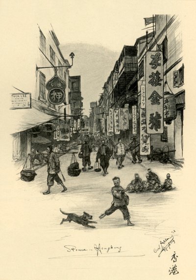 Ulica w Hongkongu, 1898. autorstwa Christian Wilhelm Allers