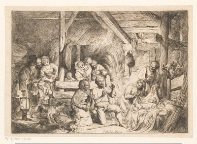 Adoracja pasterzy autorstwa Christian Wilhelm Ernst Dietrich