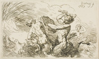 Bitwa Trytonów autorstwa Christian Wilhelm Ernst Dietrich